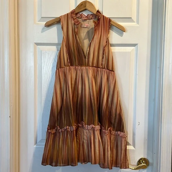 SAMANTHA TREACY Striped Deep V-neck Cocktail Dress - Picture 12 of 12